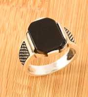 Italian Black Stone Gold color Men's Ring