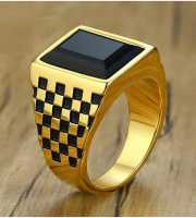 Arabic Black Stone Gold color Men's Ring