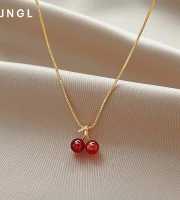 18k Gold Plated Cherry Charm Necklace-405