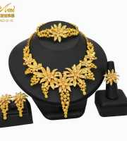 Dubai 24K Gold Plated 4Pcs Necklace Set-312