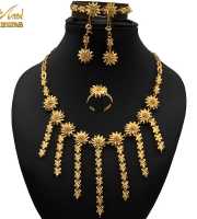 Dubai 24K Gold Plated 4Pcs Necklace Set-313